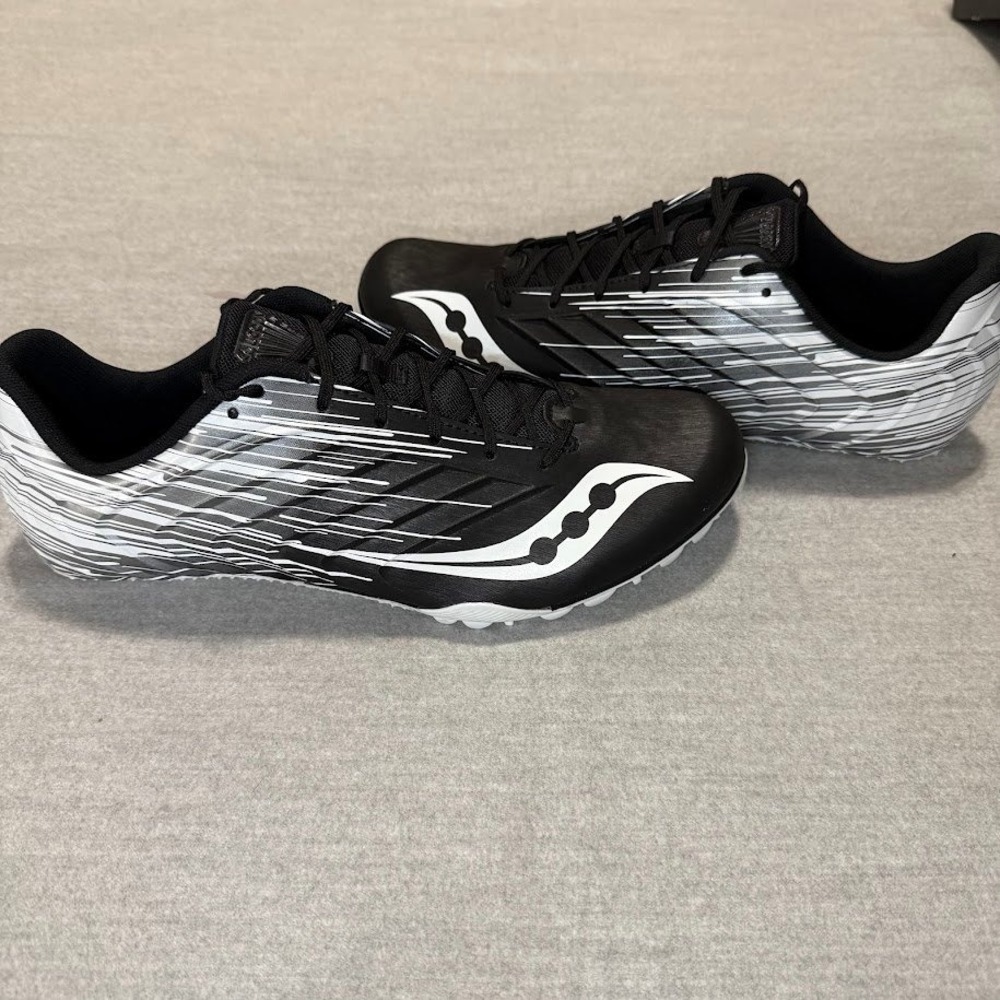 Saucony Spitfire 5 Mens US 12 Track Spikes Running Shoes Black White S29055 100